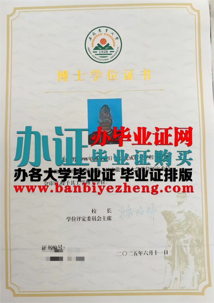 安徽农业大学博士学位证样本