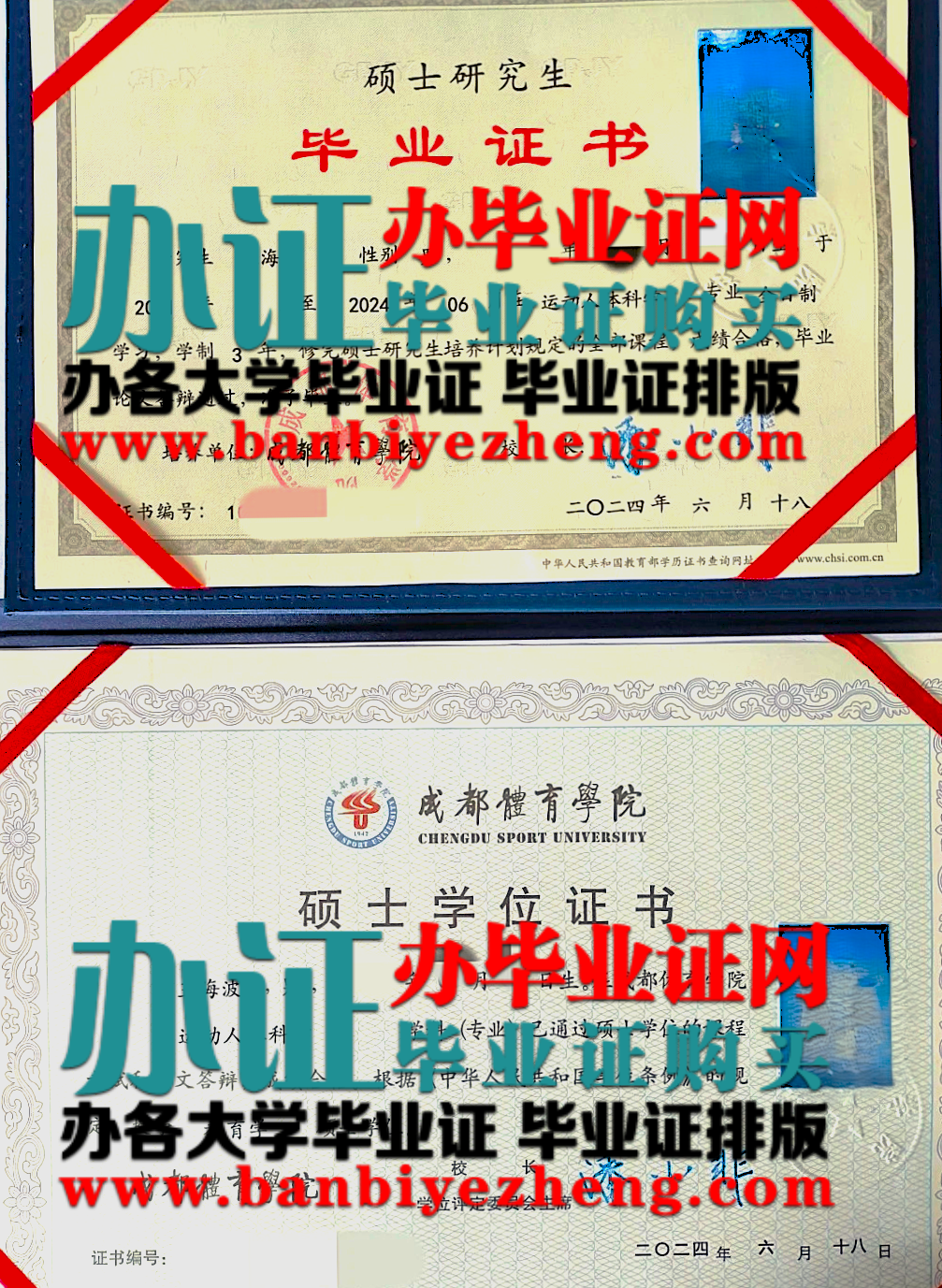成都体育学院硕士研究生毕业证和硕士学位证高清样本