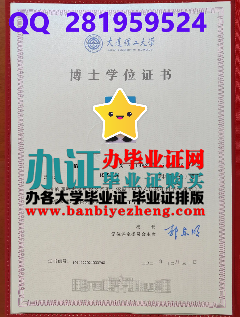 大连理工大学博士学位证高清样本