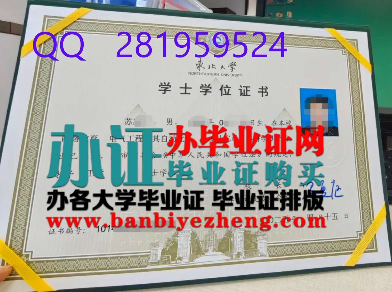 东北大学2025年新版学士学位证样本