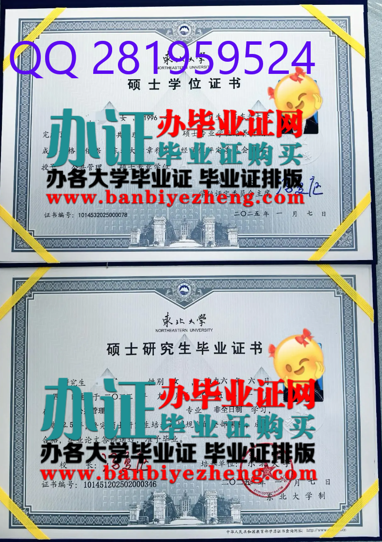 东北大学硕士学位证和硕士研究生毕业证高清样本