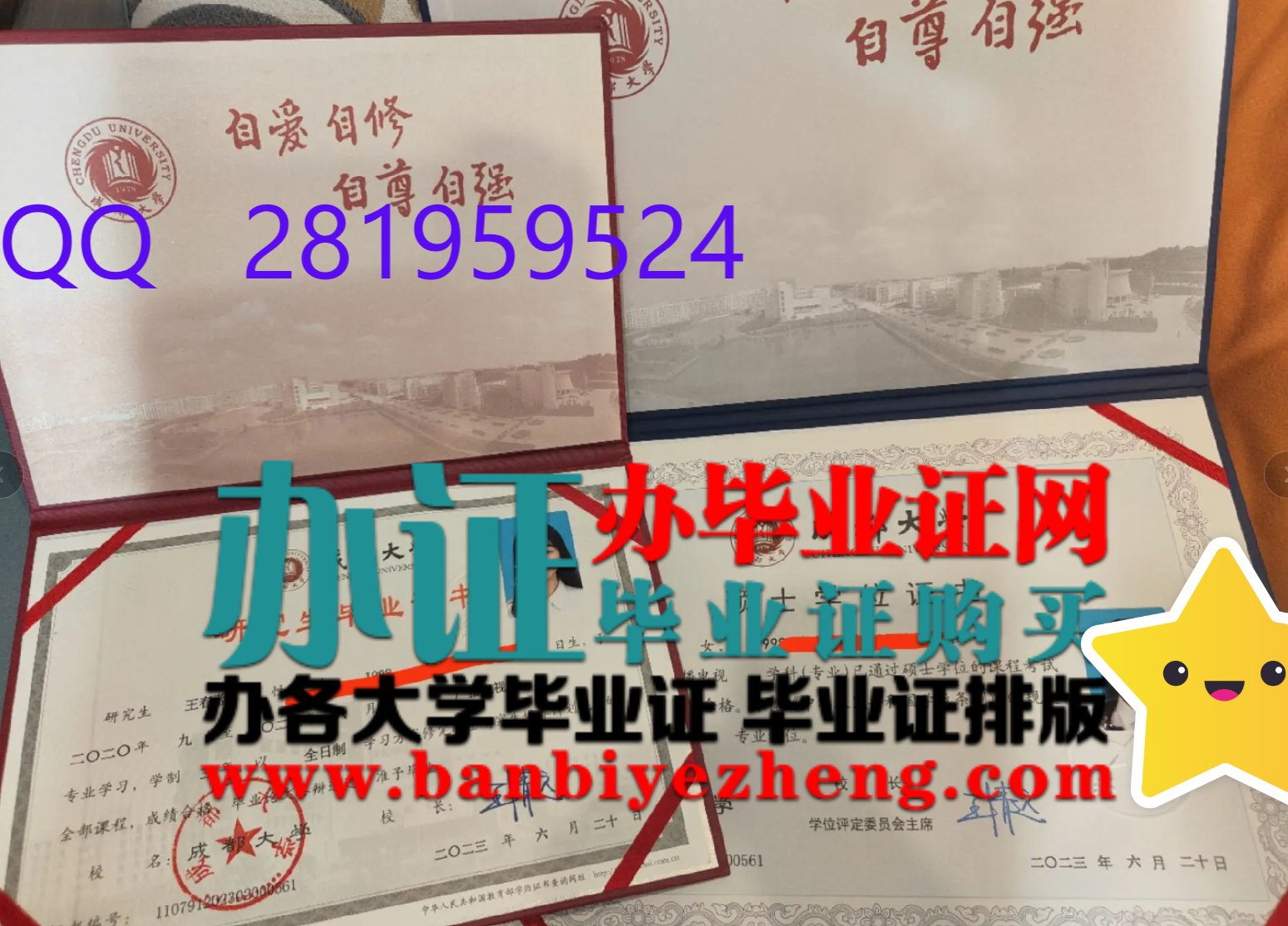 成都大学硕士学位和硕士研究生毕业证样本