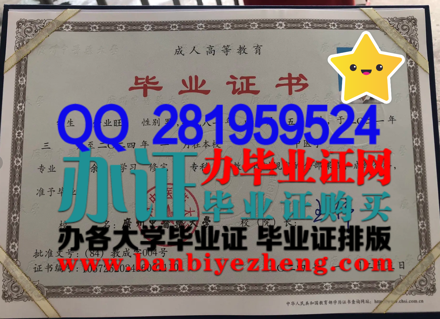 广州中医药大学毕业证高清样本