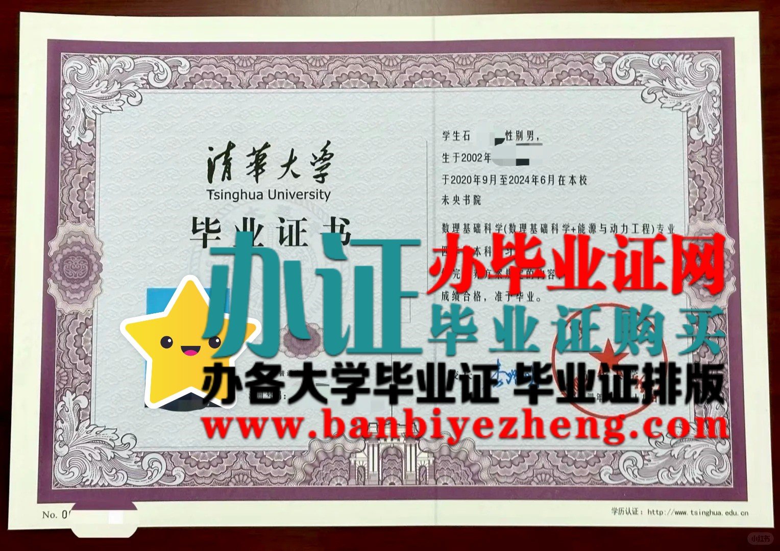 清华大学本科毕业证高清样板