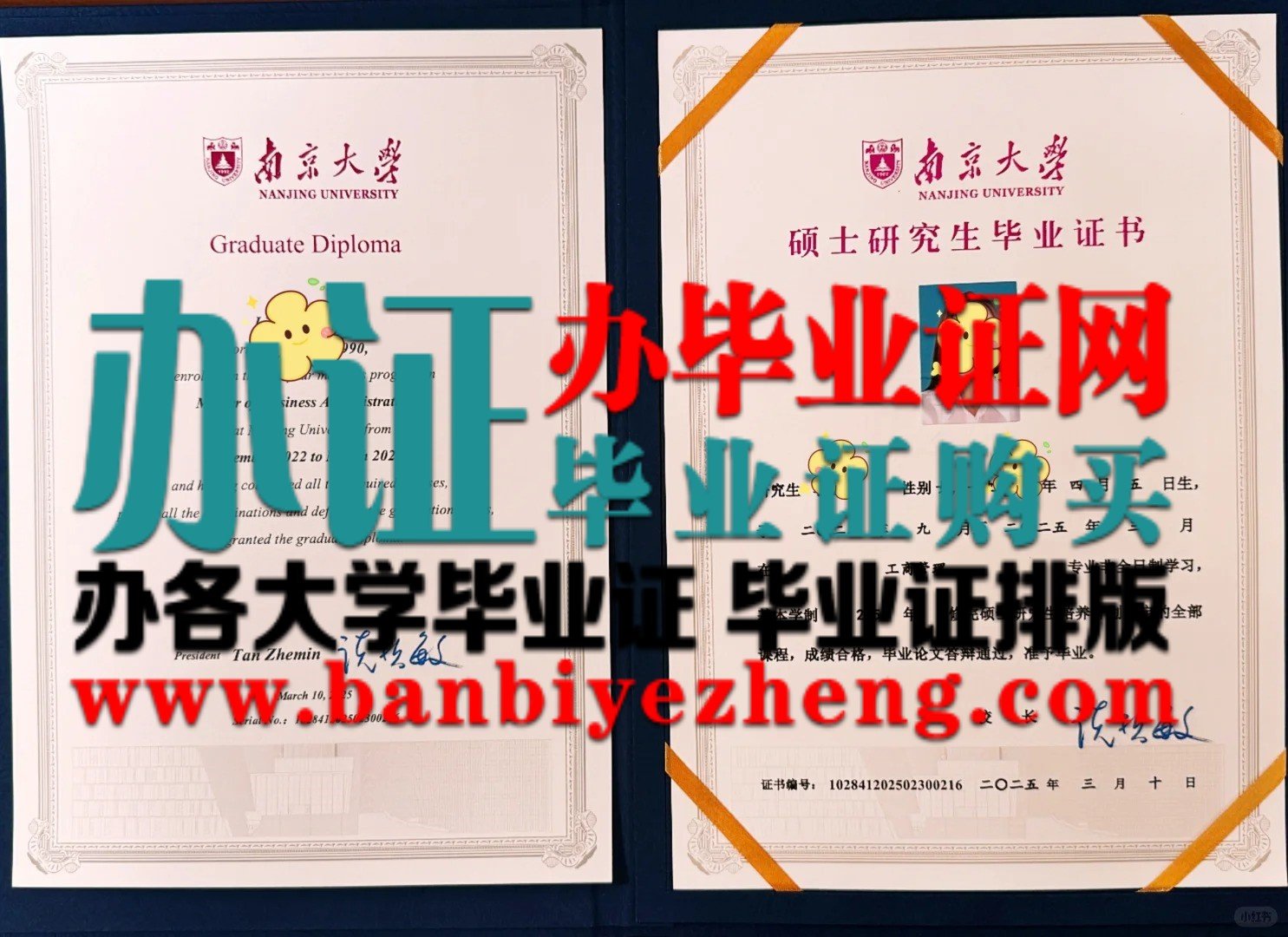 南京大学硕士学位证和硕士研究生毕业证书 高清样本