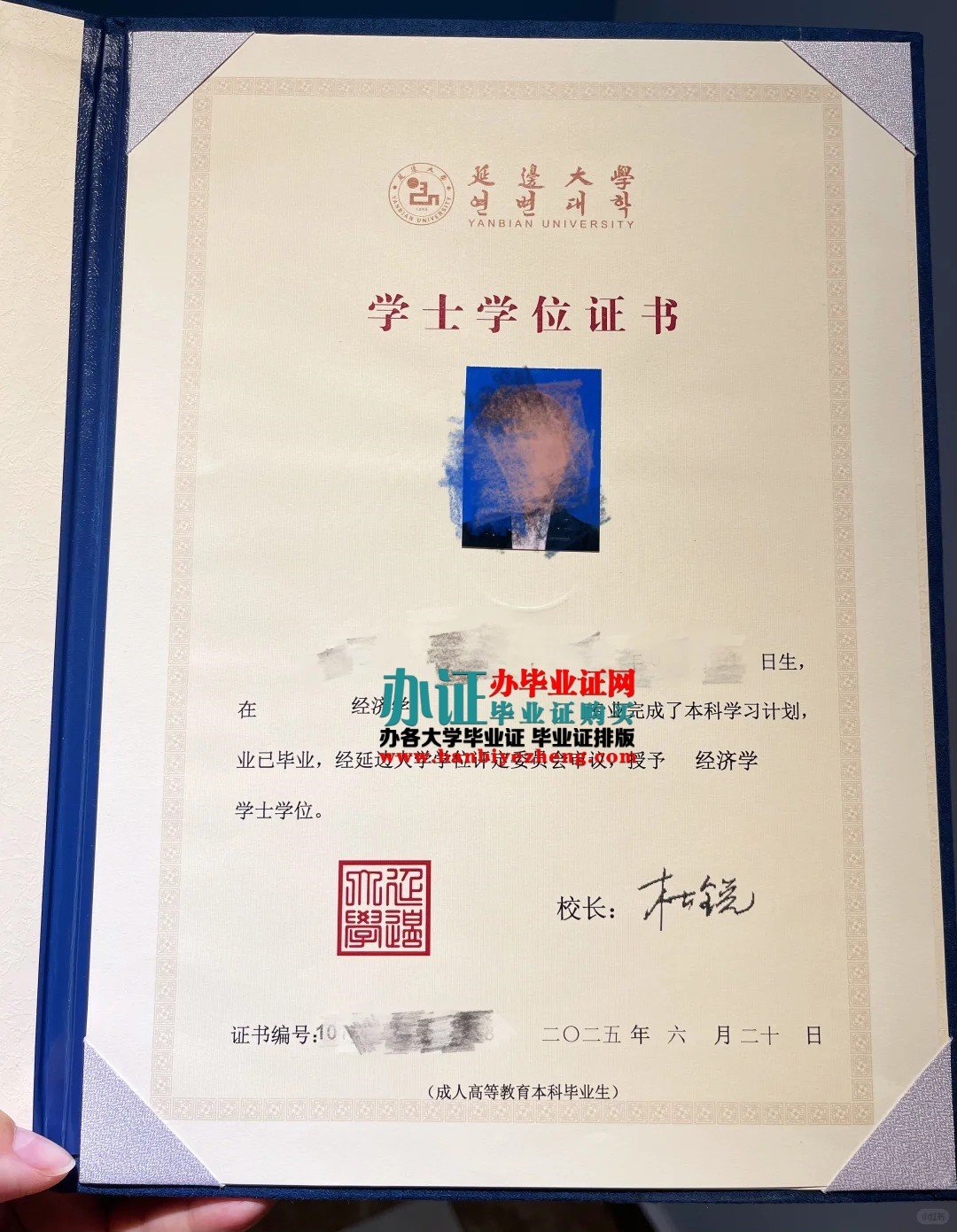 延边大学专版学士学位证样本