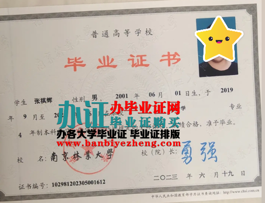 南京林业大学本科毕业证样本