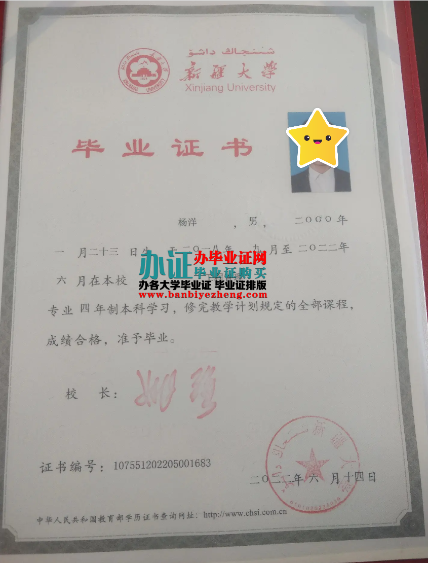 新疆大学本科毕业证样本