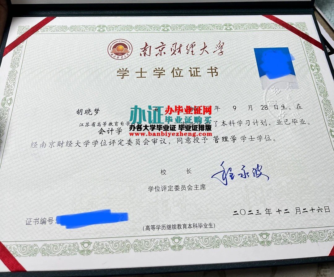 南京财经大学学士学位证样本