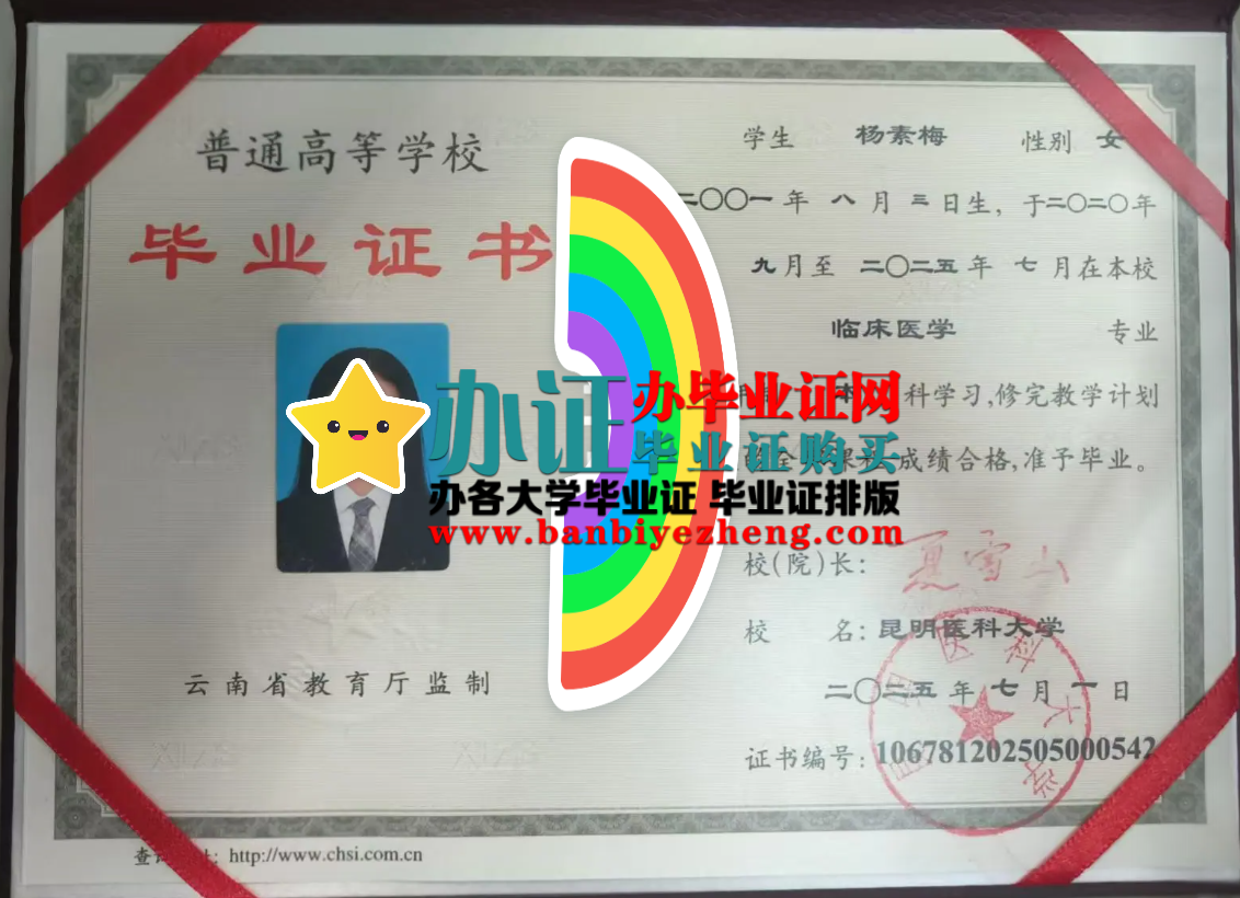 昆明医科大学本科毕业证样本