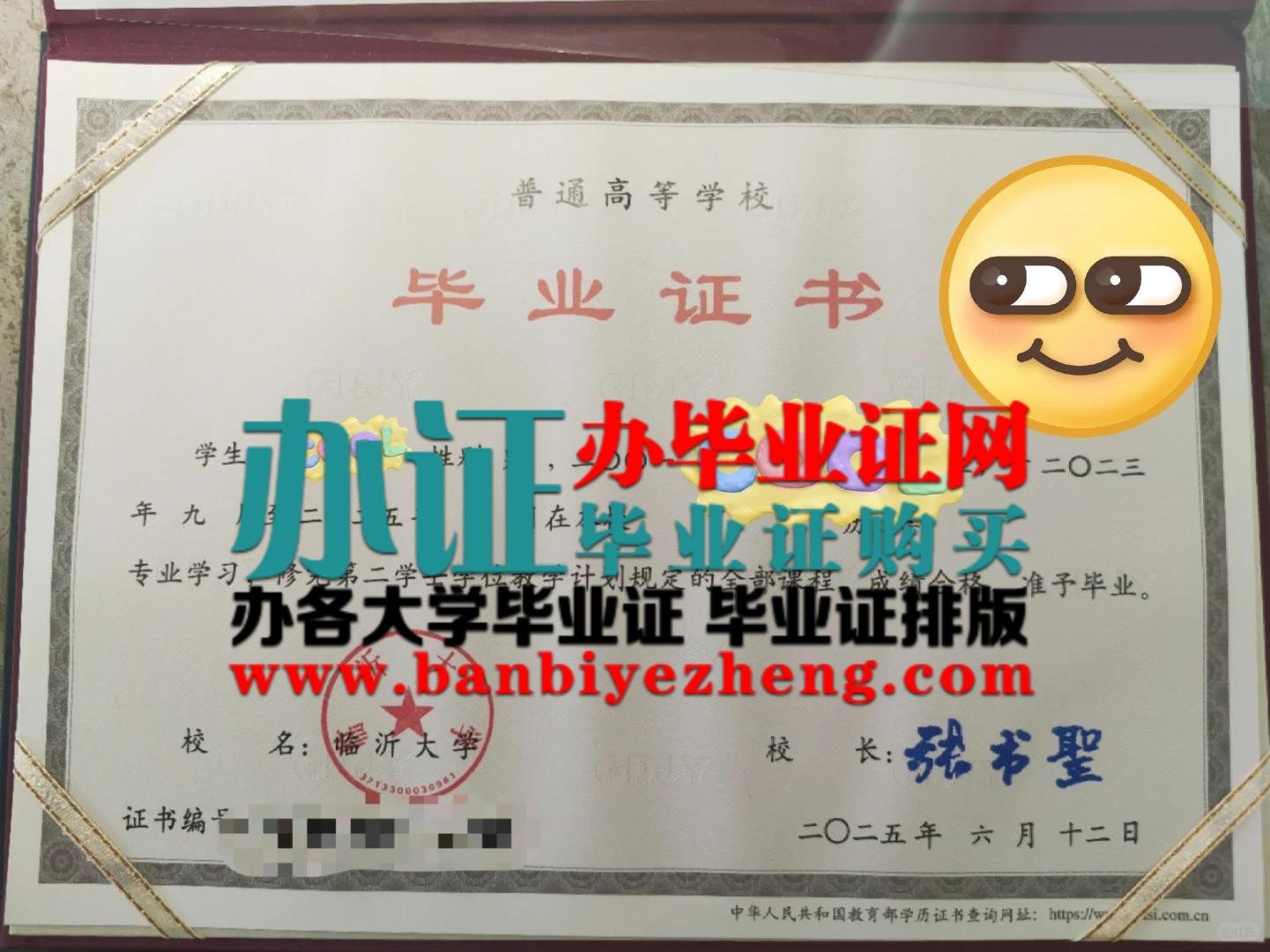 临沂大学本科毕业证高清样本