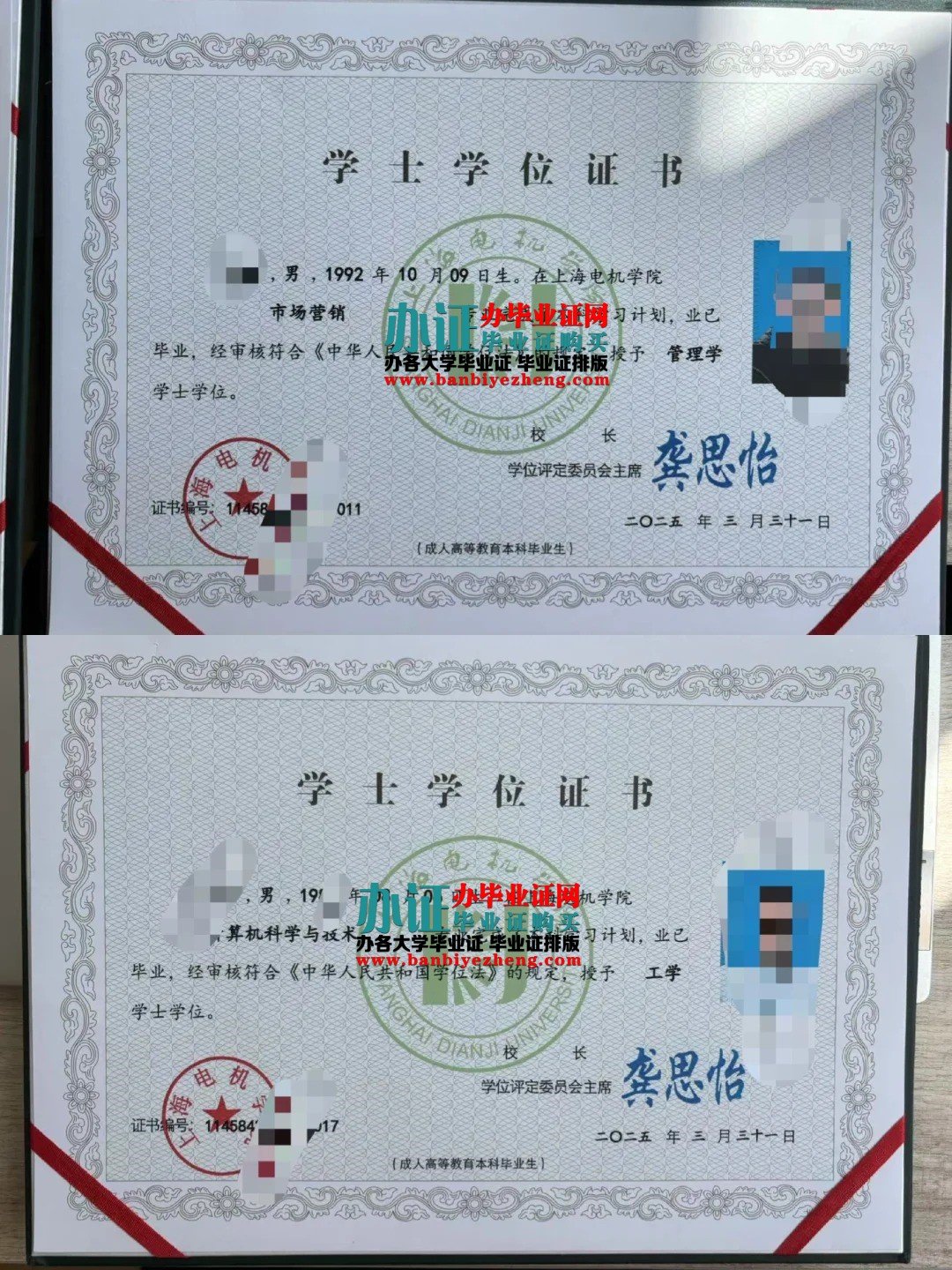 上海电机学院学士学位高清样本