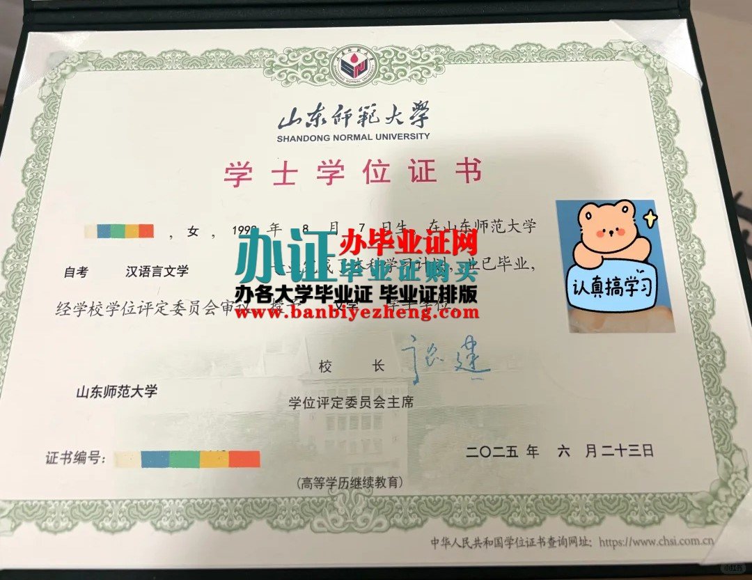 山东师范大学学士学位证2025年新版样本