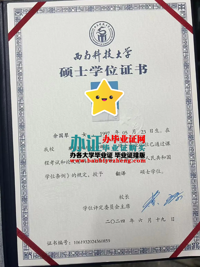 西南科技大学硕士学位证高清样本