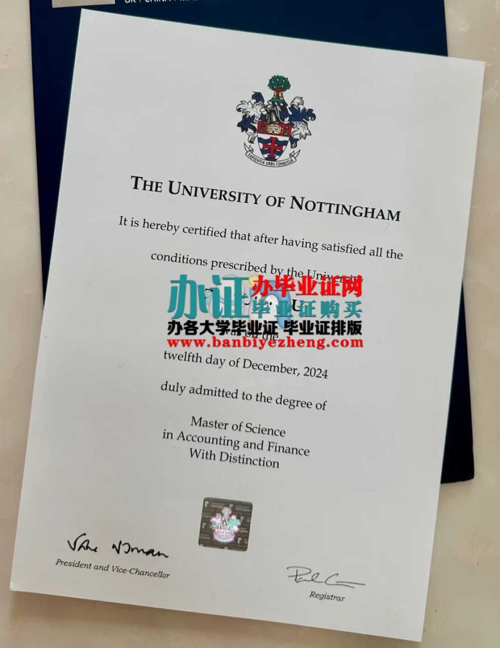 诺丁汉大学毕业证样本