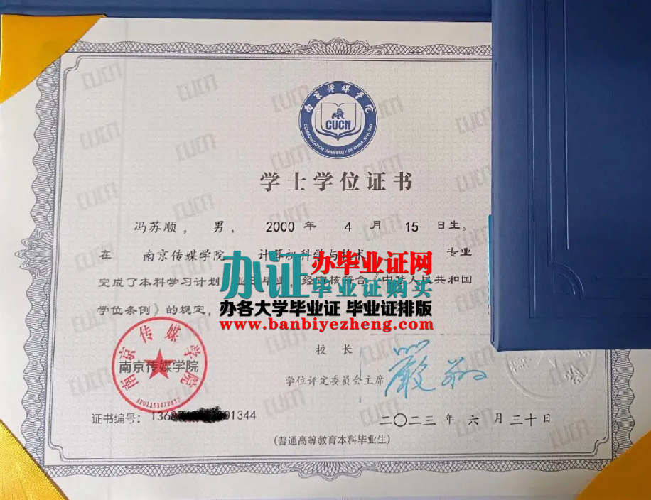 南京传媒学院学士学位证样本